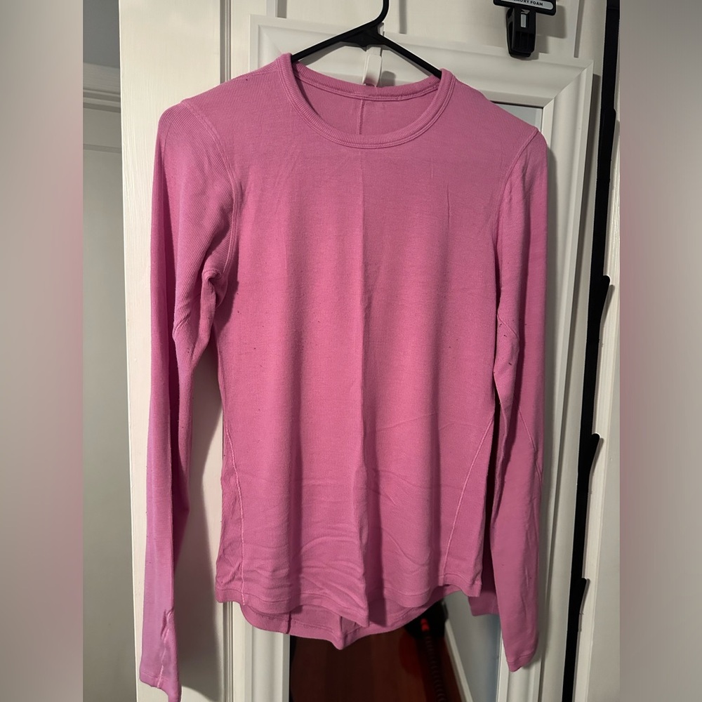 Lululemon Pink Ribbed Long Sleeve Crewneck Warm Thermal Shirt Top Women 4 S New
